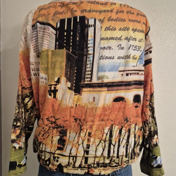 French Postcatds Scenic Novelty Print Long Sleeve Top Soft Womens Size L - Picture 11 of 12